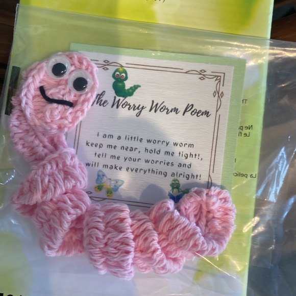 SPECIAL 2 for $25 Handmade 8” wiggly Worry Worm with Poem Amigurumi - Picture 9 of 16